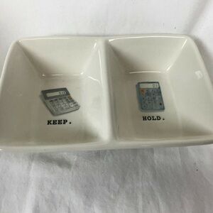 Rare Rae Dunn Office Catchall Painted Divided Dish
